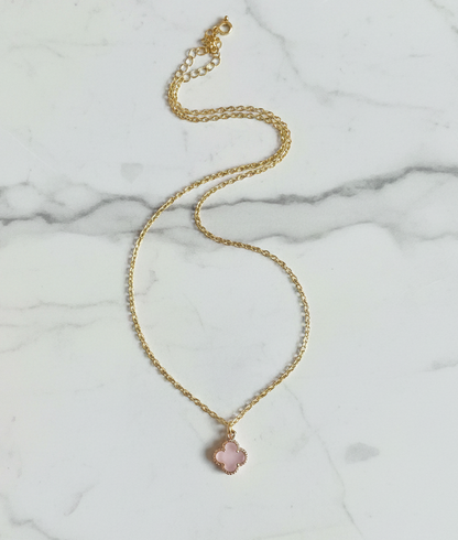 Mini Rose Quartz Clover Choker