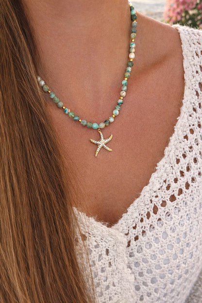 Coastal Starfish African Turquoise Necklace