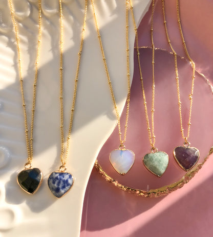 Amazonite Crystal Heart Necklace