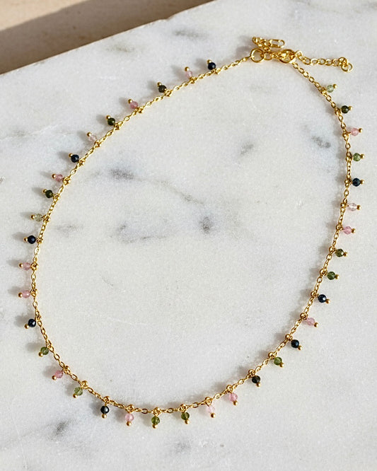 Tourmaline Stone Droplet Necklace