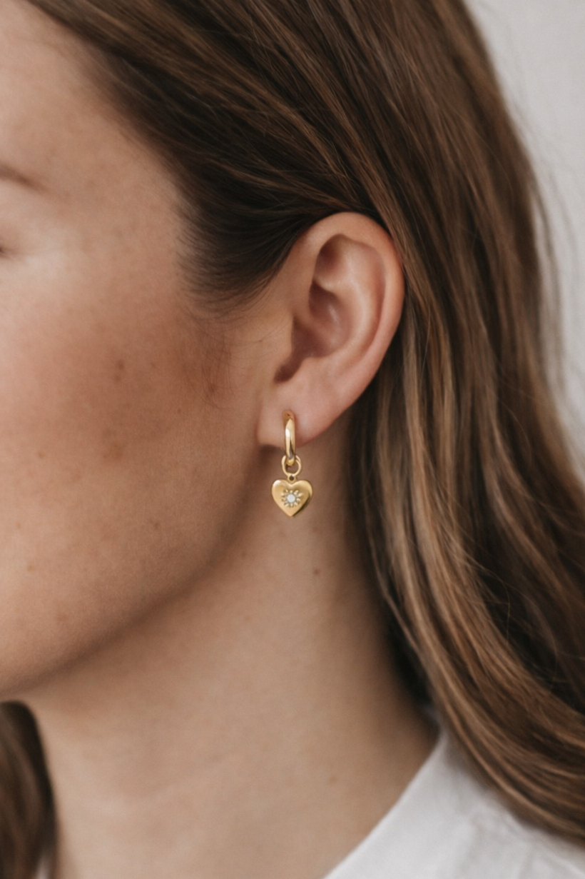 Celeste Heart Huggie Earrings