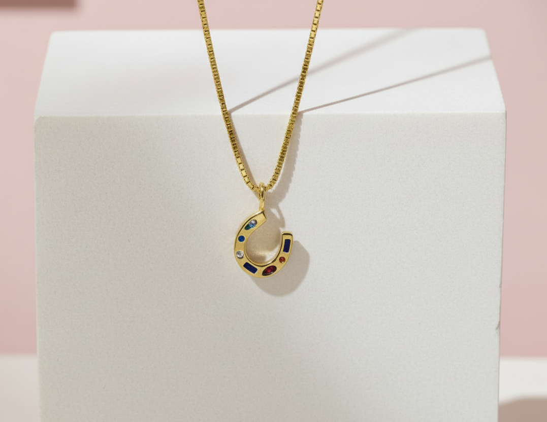 Rainbow Horseshoe Necklace