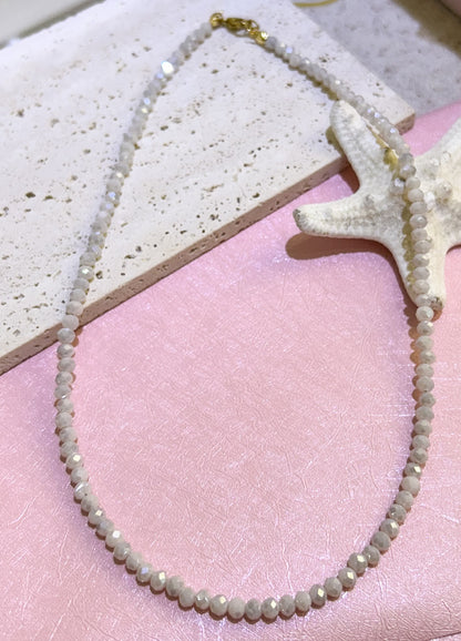Off-White Glass Beaded Necklace