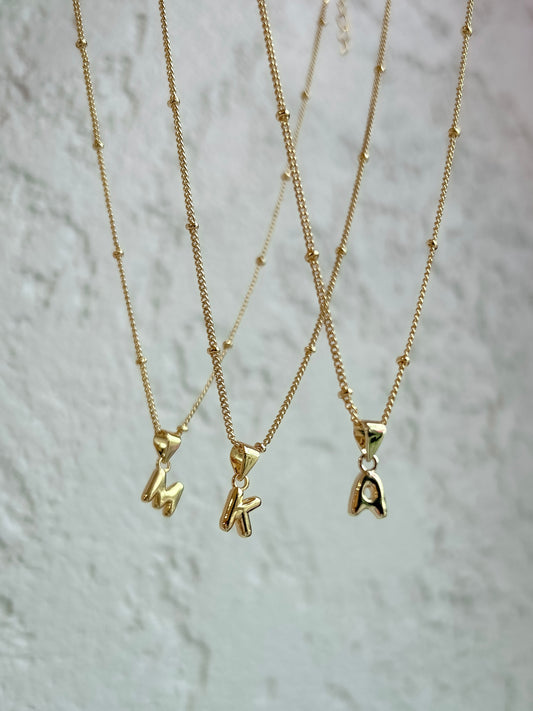 Mini Bubble Letter Necklace on Satellite Chain