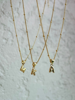 Mini Bubble Letter Necklace on Satellite Chain