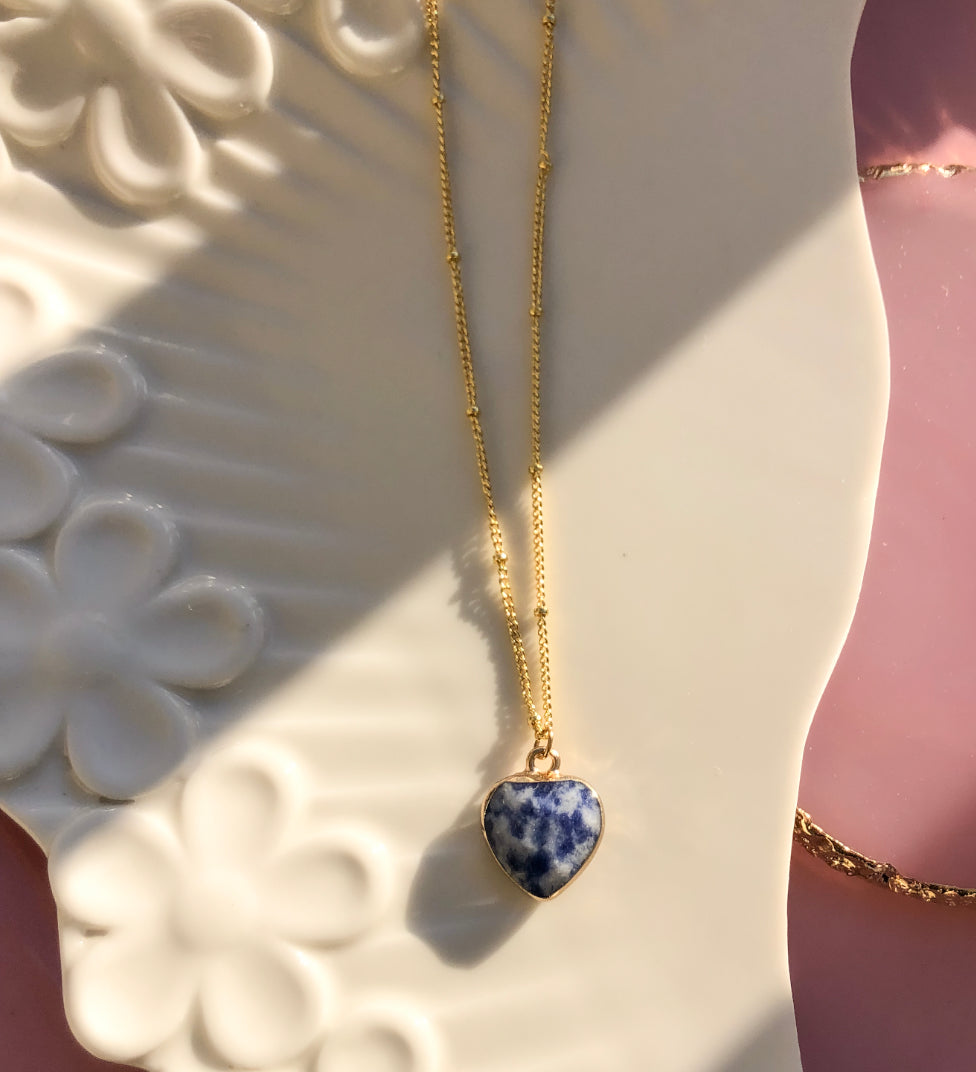 Sodalite Crystal Heart Necklace