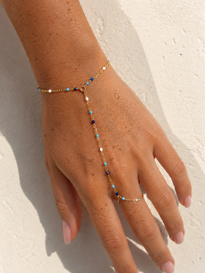 Hand Chain- Azure Blue Dotted
