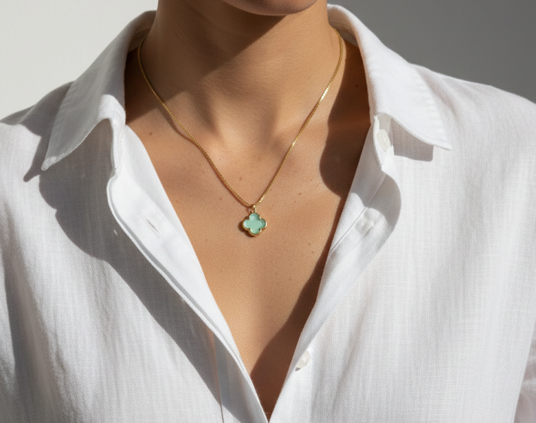 Green Aventurine Clover Necklace