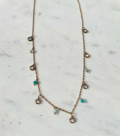 Aquamarine Crystal Droplet Necklace
