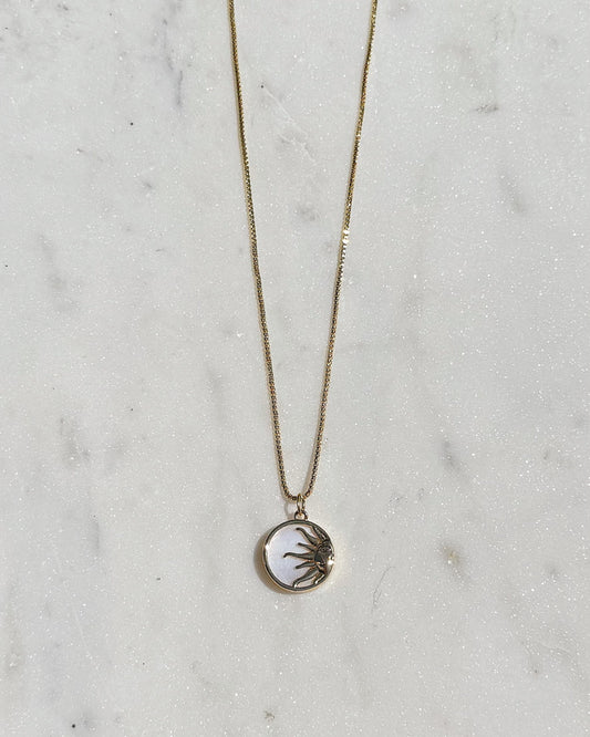 Pearl Half Sun Coin Necklace