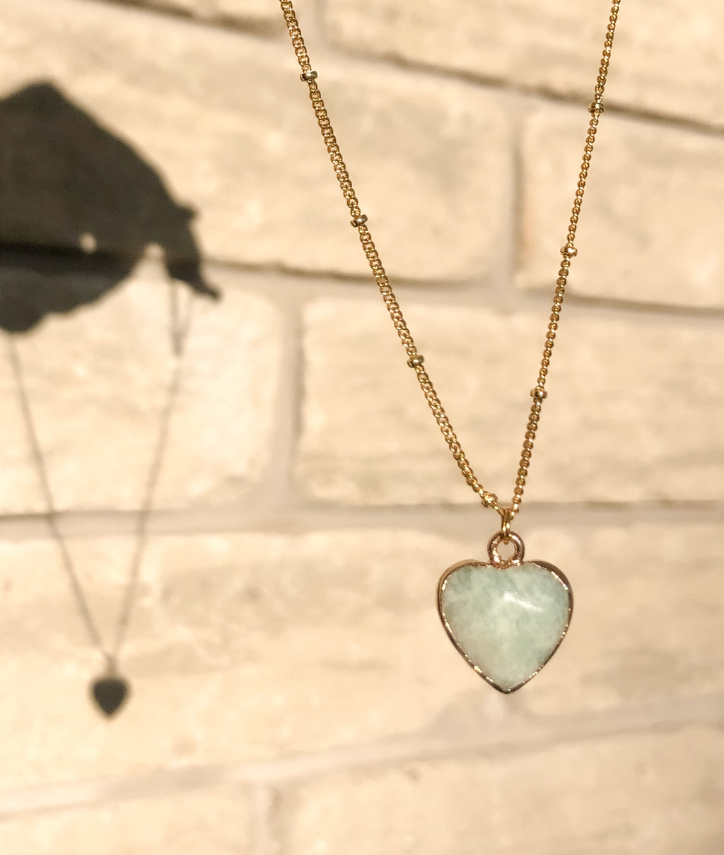 Amazonite Crystal Heart Necklace