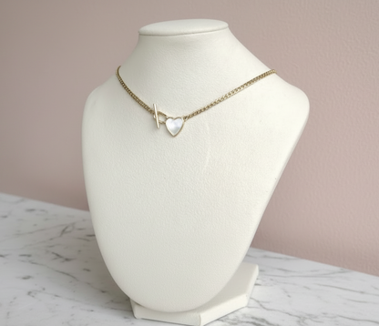 Mother of Pearl Heart Toggle Clasp Necklace