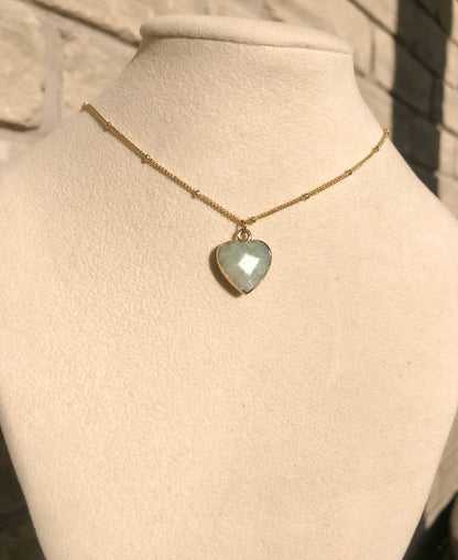 Amazonite Crystal Heart Necklace