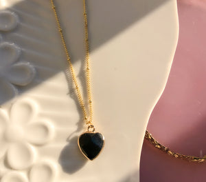 Tourmaline Crystal Heart Necklace
