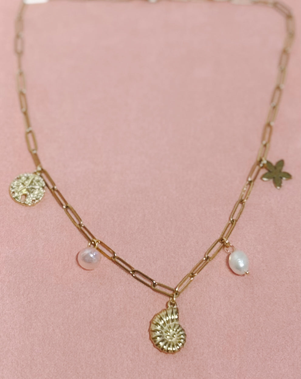 Pearly Beach Charm Necklace