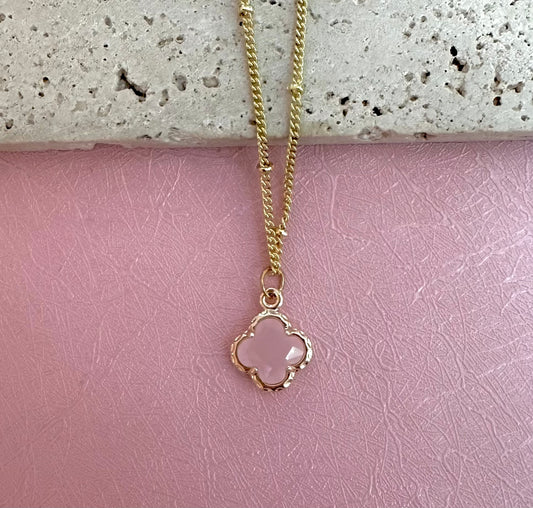 Mini Rose Quartz Clover Choker