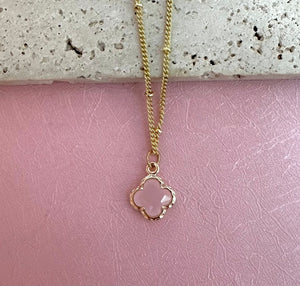 Mini Rose Quartz Clover Choker