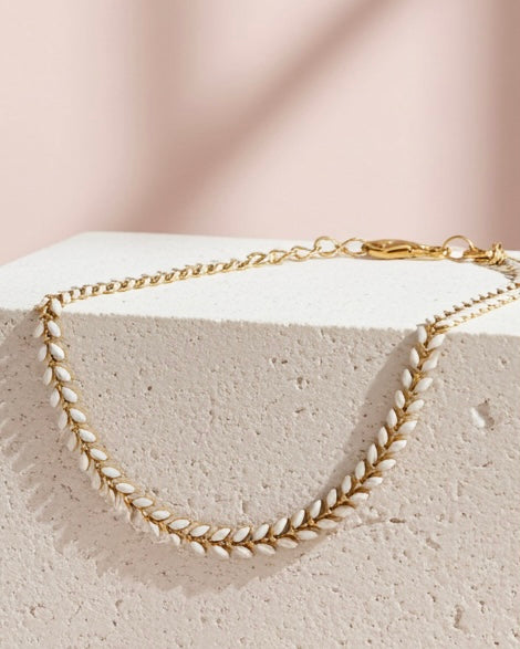 White Enamel Chevron Choker