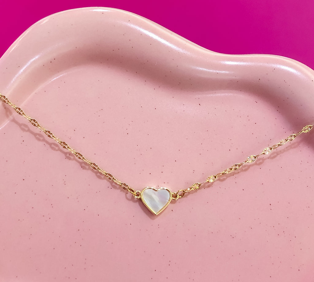 Mother of Pearl Linked Heart Choker/Necklace