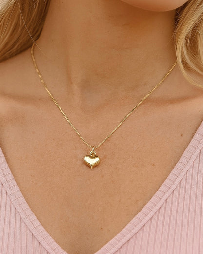 Golden Puffy Heart Necklace