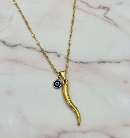 Lucky Cornicello Navy Eye Necklace