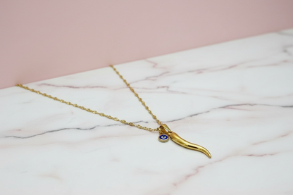 Lucky Cornicello Navy Eye Necklace