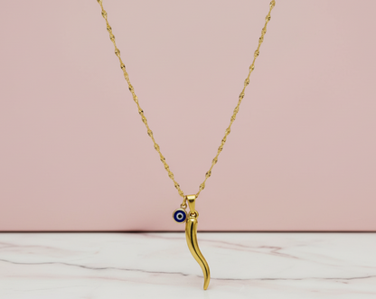 Lucky Cornicello Navy Eye Necklace