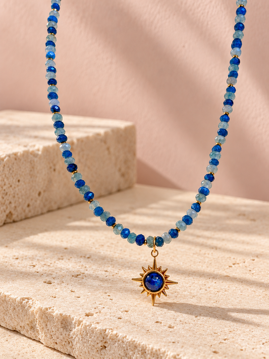 One Of It's Kind- Aquamarine Solstice Star Necklace