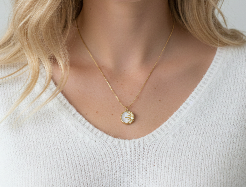 Sun Pearl Medallion Necklace