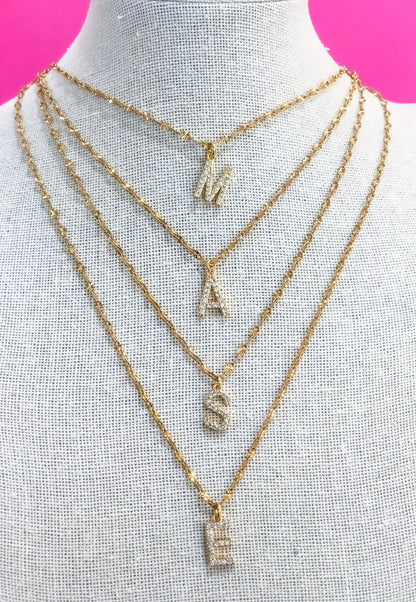 Large Zirconia Initial Necklace