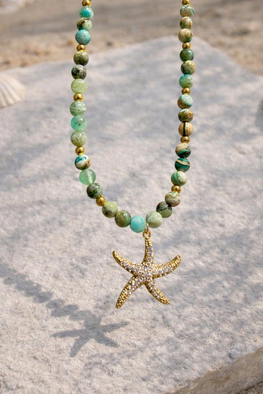 Coastal Starfish African Turquoise Necklace