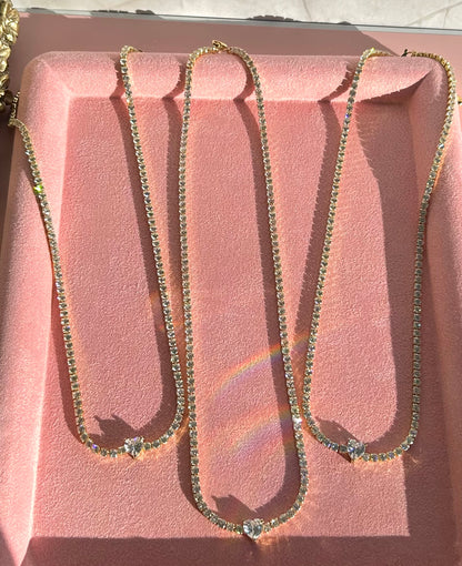 Tennis Zirconia Heart Necklace