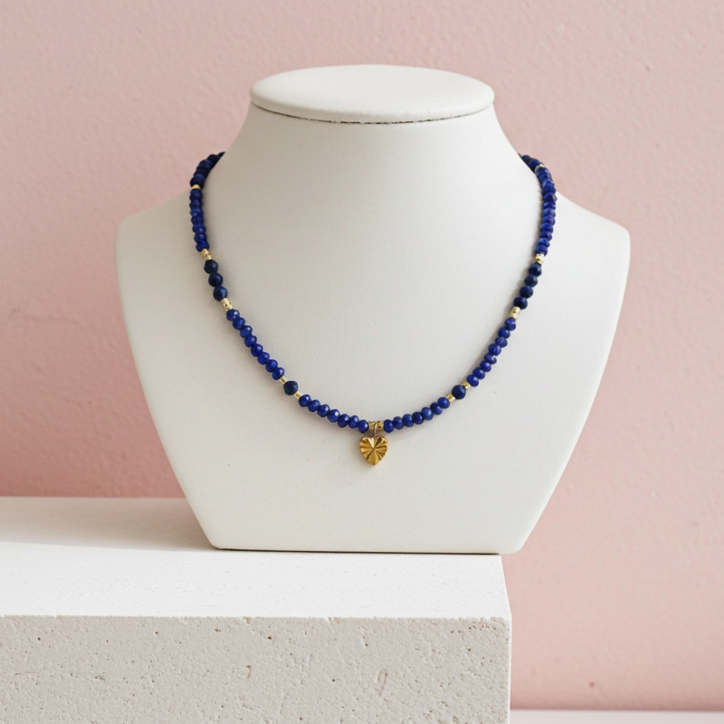 Lapis Lazuli Gemstone Heart Necklace