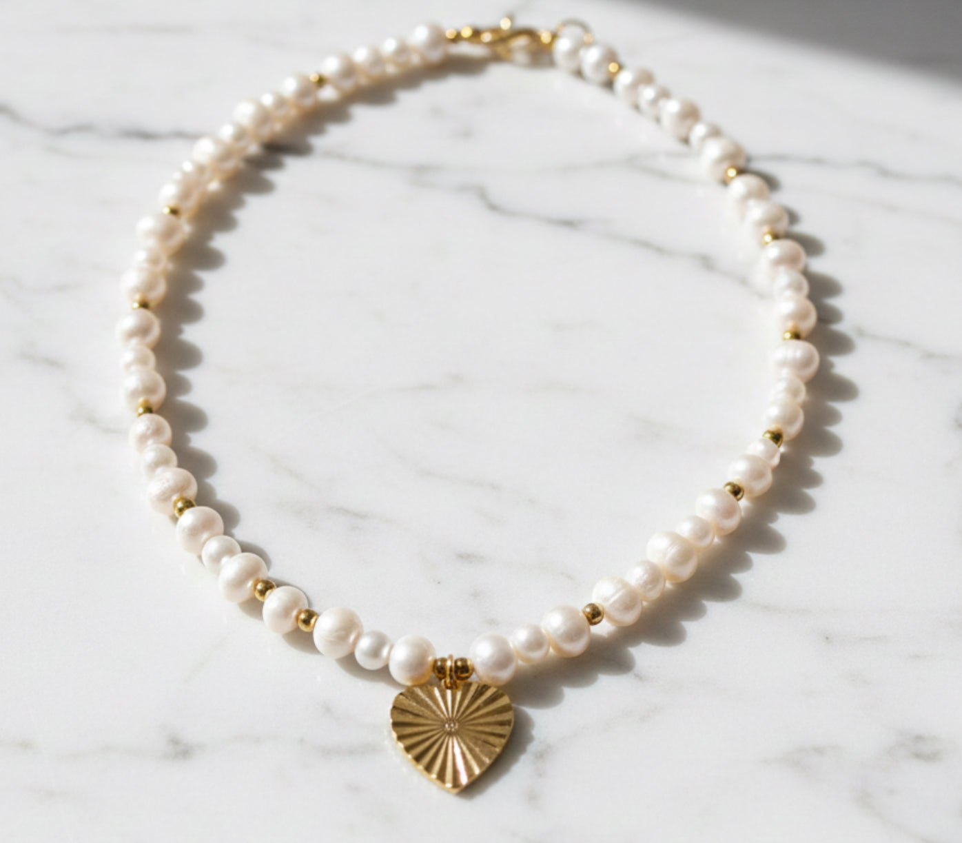 Golden Heart Freshwater Pearl Necklace