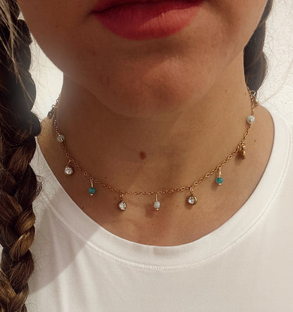 Aquamarine Crystal Droplet Necklace
