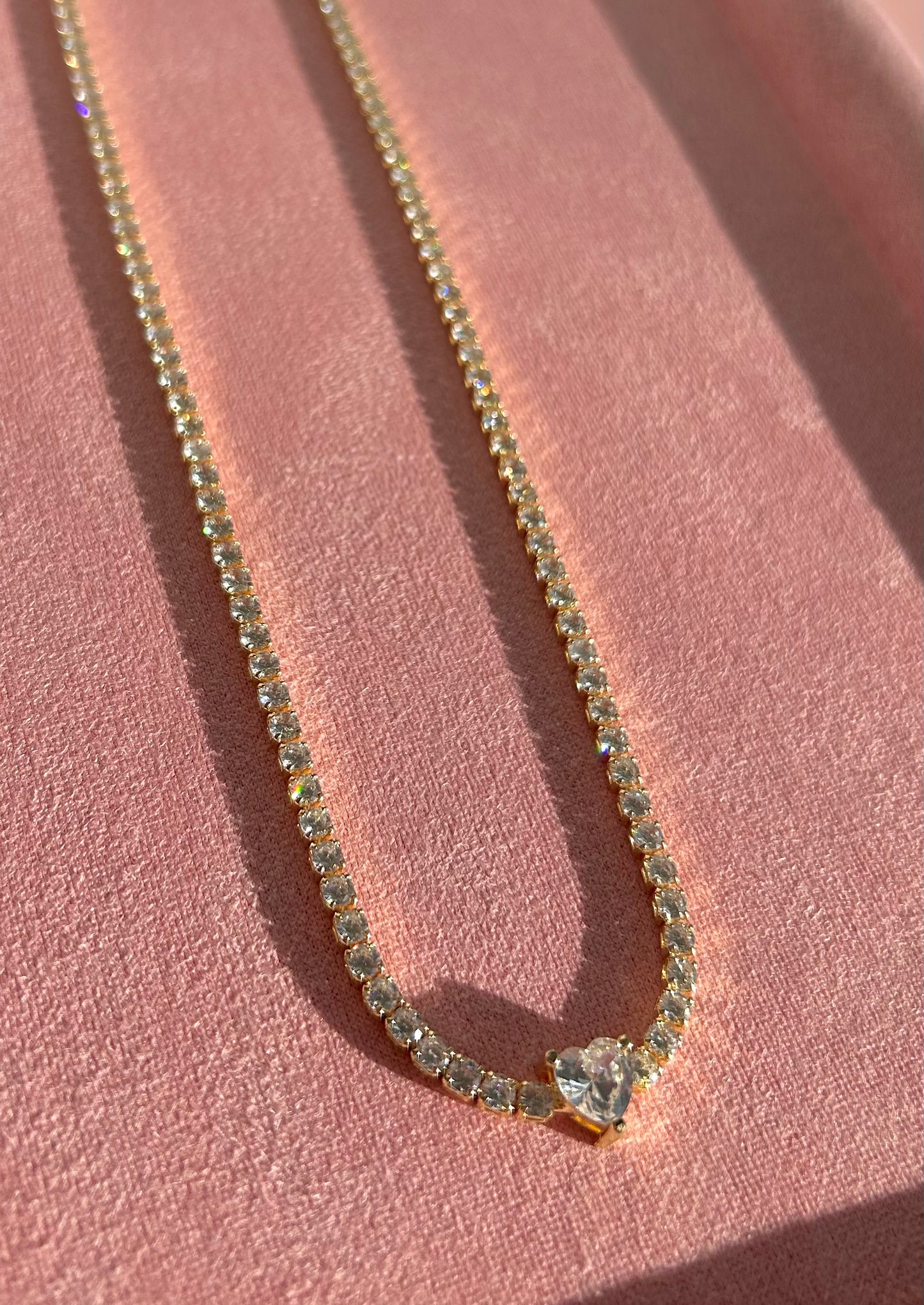 Tennis Zirconia Heart Necklace