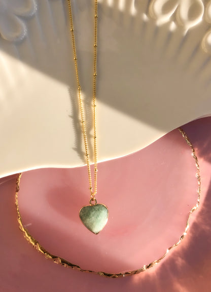 Amazonite Crystal Heart Necklace