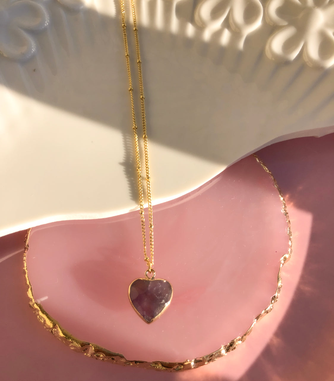 Amethyst Crystal Heart Necklace