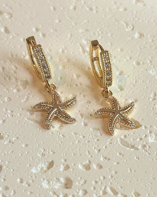 Starfish Charm Zirconia Huggies