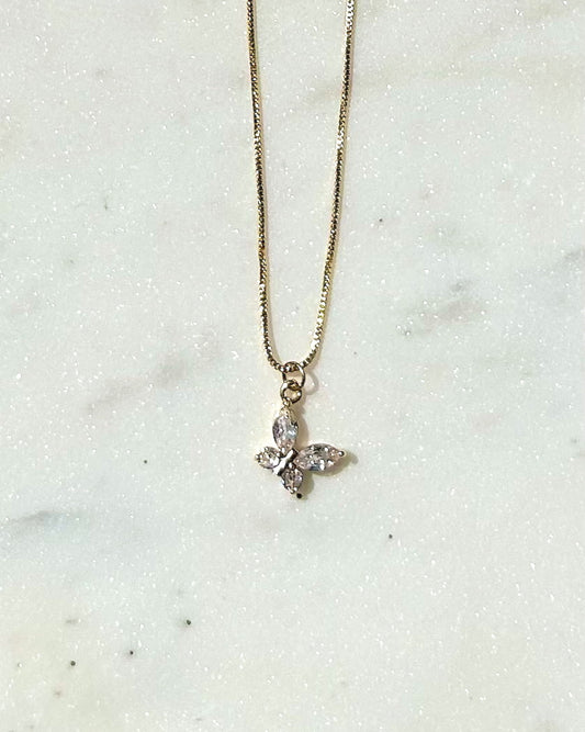 Minimalist Pavé Butterfly Necklace