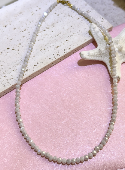 Off-White Glass Beaded Necklace