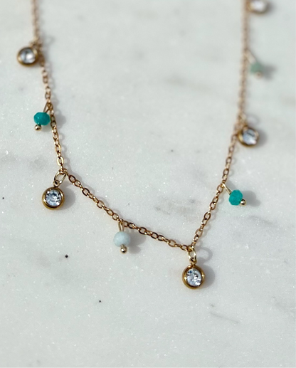 Aquamarine Crystal Droplet Necklace