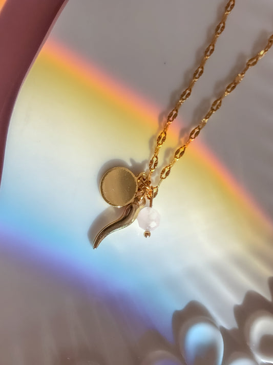 Rose Quartz Lucky Amulet Choker