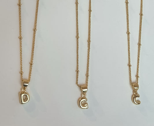 Mini Bubble Letter Necklace on Satellite Chain