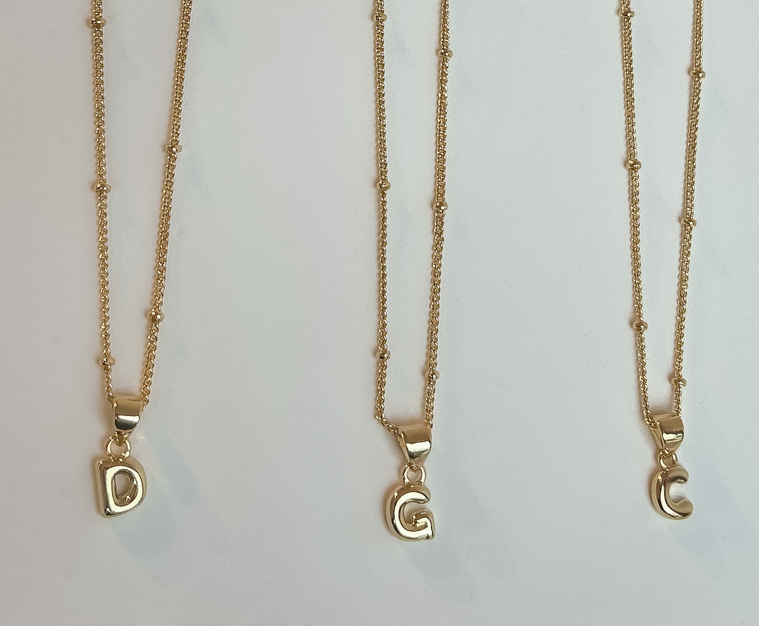 Mini Bubble Letter Necklace on Satellite Chain