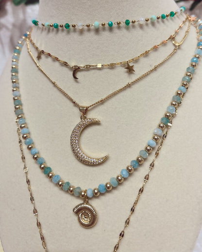 Large Zirconia Crescent Moon Necklace