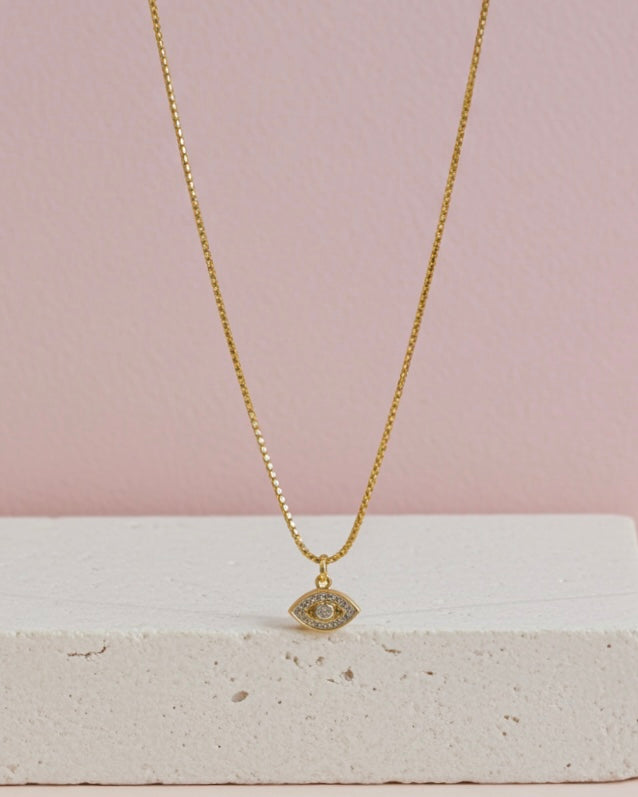 Minimalistic Crystal Eye Necklace