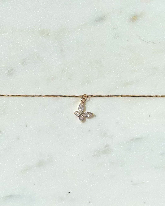 Minimalist Pavé Butterfly Necklace