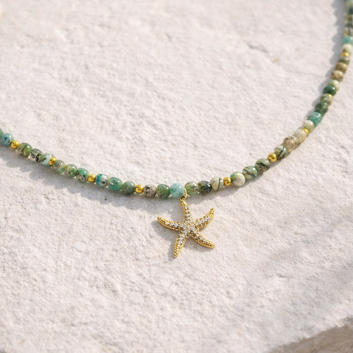 Coastal Starfish African Turquoise Necklace