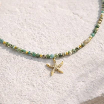 Coastal Starfish African Turquoise Necklace